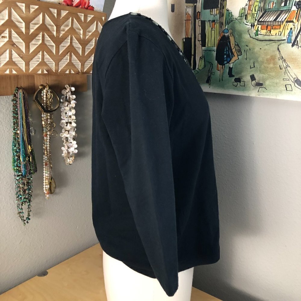 Ruby Rd Black With Silver Beaded Neckline Top Wom… - image 7